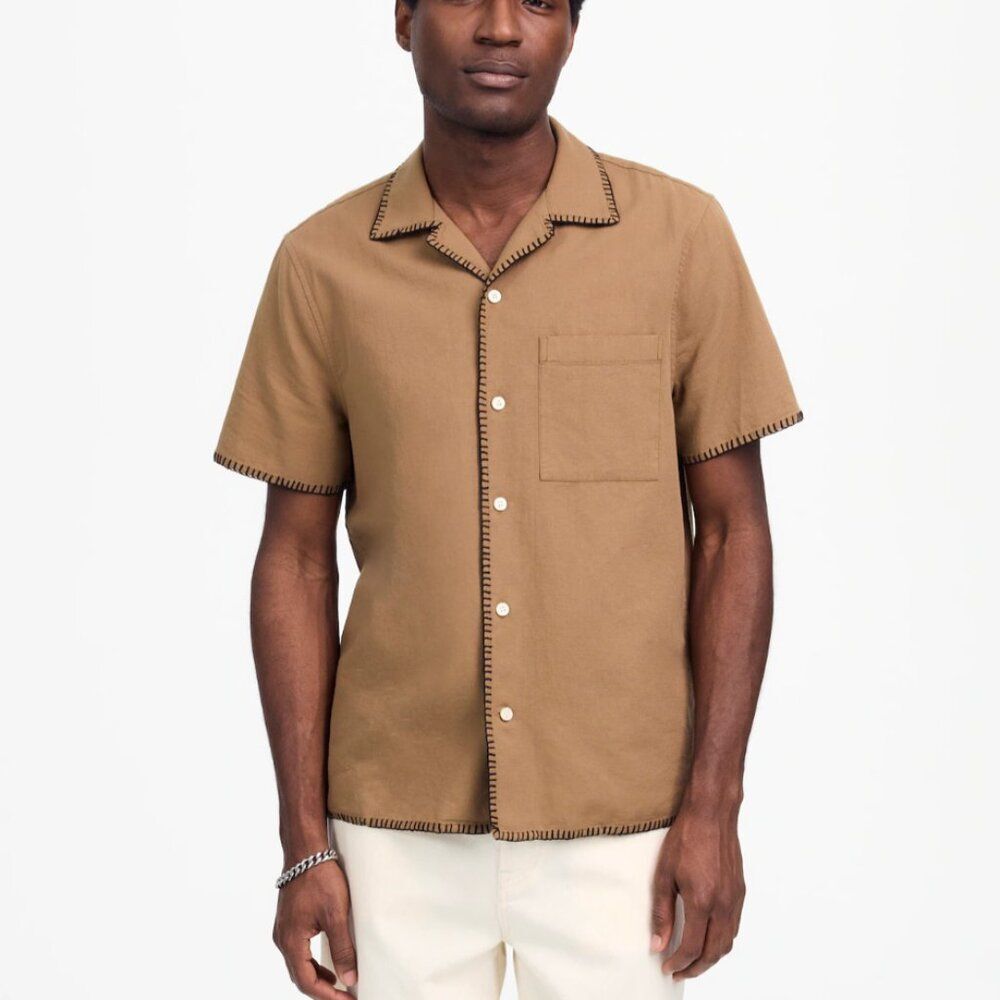 Madewell Blanket Stitch Short-Sleeve Shirt • size small • NM461
